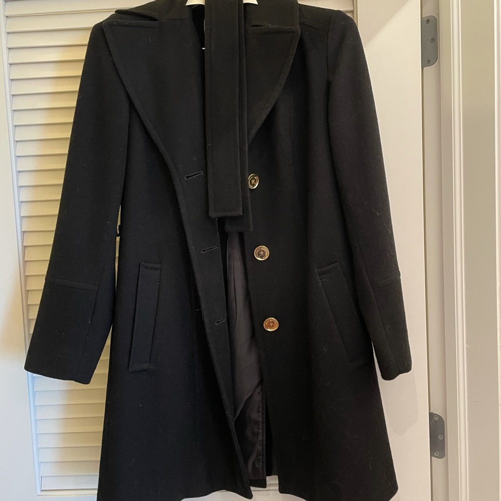 Michael kors black wool peacoat with gold buttons